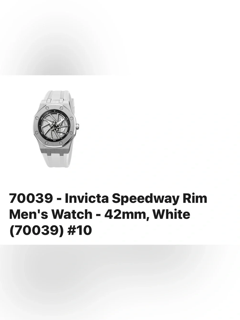 Invicta White and Silver Speedway Dial Watch 42mm